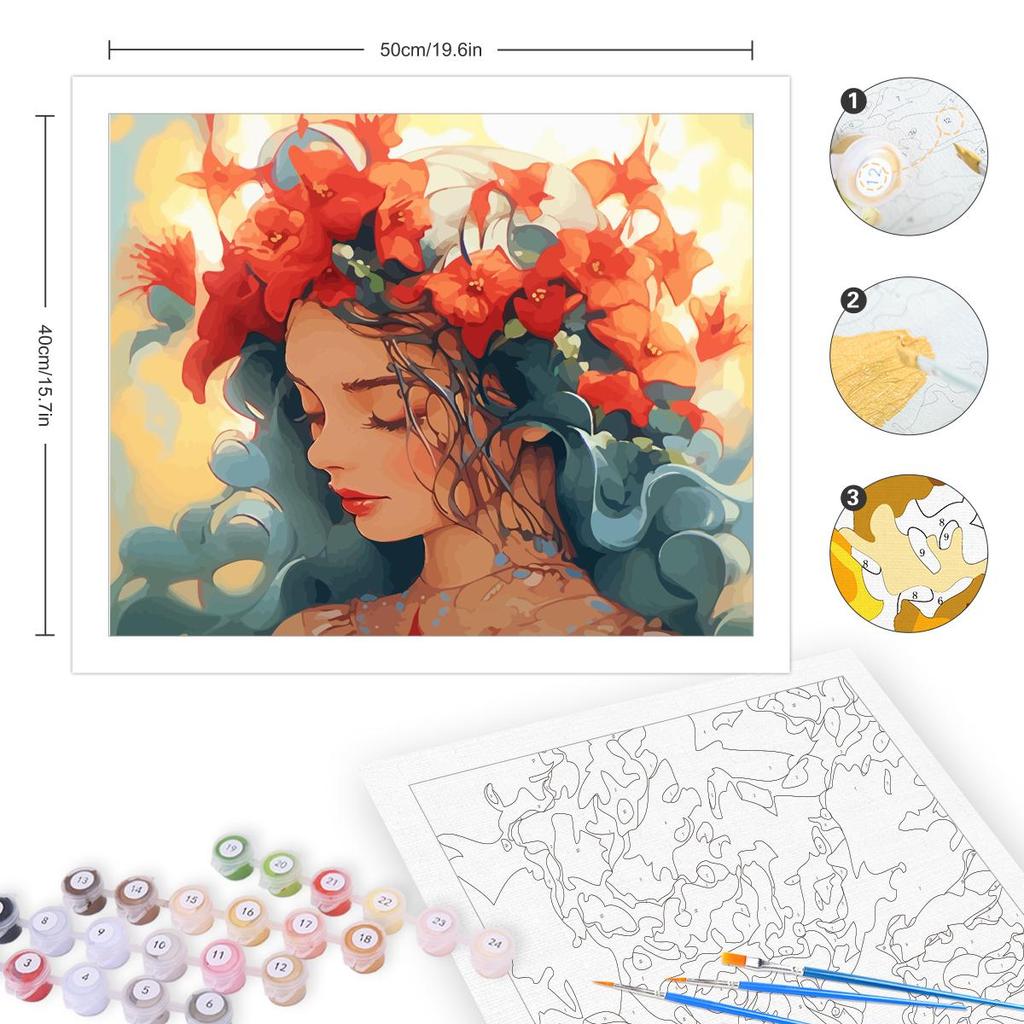 Rahmen Diy Malen Nach Zahlen Für Starter Kit Frauen Cartoon Figur Bild Auf Zahlen Für Erwachsene Diy Geschenk 40x50cm