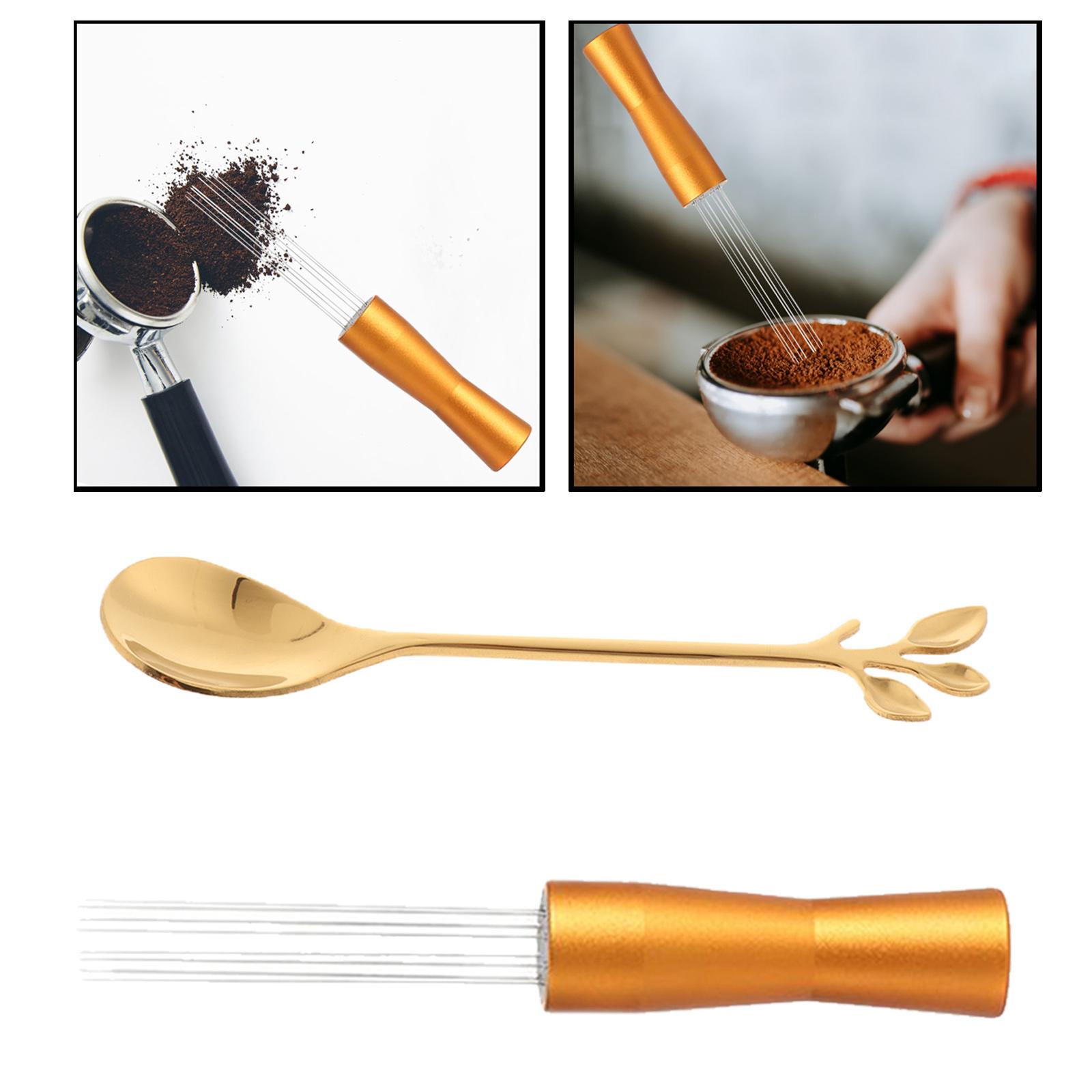 Stainless Steel Coffee Tamper Needle Tool Barista Stirrer Distributor 58mm Espresso Accessories for Coffee Shop Supplies золотистый