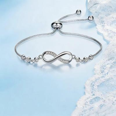 Women's Copper Adjust. Bracelet W/ Zircon Inlay – Fashionable 8-Shaped Luxury
