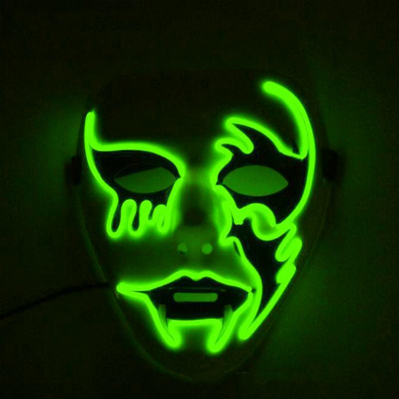 Máscara de Cosplay Asesino de Halloween Danza de Fantasmas Disfraces de Miedo Decoración Máscara Brillante Aterradora Máscara LED Thriller Máscara de Diablo Para Hombres