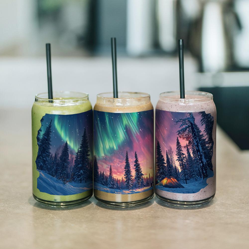 PVC DIY Heat Transfer Paper for UV Sublimation Cup Aurora Borealis 110x240mm 10 style 1pc/style 10pcs/set