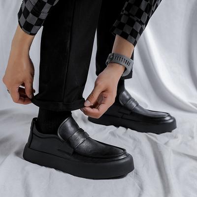 Slipper Herren neue Herbst- und Winter-Lazy-One-Pedal-Weichsohlen-Lederschuhe formell Business Doudou-Schuhe 4701-R