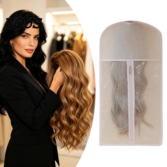 Non-woven Wig Storage Organizer Hanging Bag with Hook, Breathable Fabric Dust-proof Wardrobe Pouch Protector, Space Saving Portable Zipper Case
