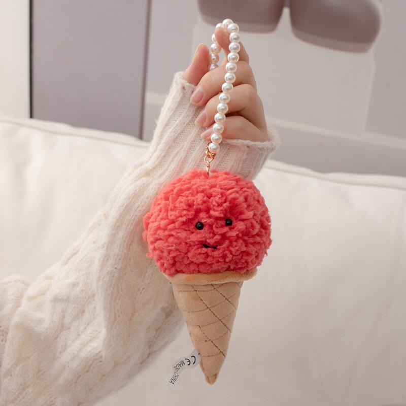 Candy-colored Ice Cream Cone Ice Cream Bag Key Pendant Super Soft Dolls Cartoon Plush Toys Comfortable Fabric Birthday Gifts