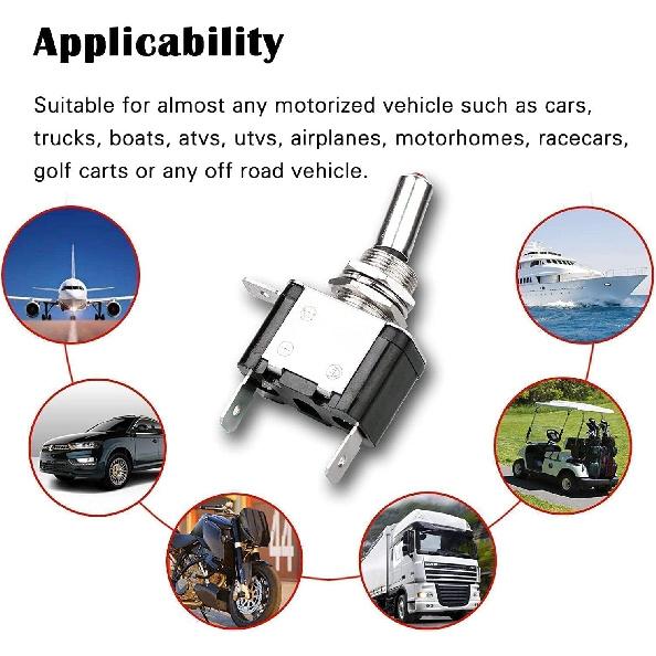 Linkstyle 5PCS 12V LED Toggle Switch, Waterproof 3 Pin SPST 20A ON/Off Red Lighted Rocker Toggle Switch, For Auto Car Marine RV Vehicles Truck Boat