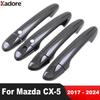 For Mazda CX5 CX-5 KF 2017-     2024 Carbon Car Side Door Handle Cover Trim Molding Overlay Accessories