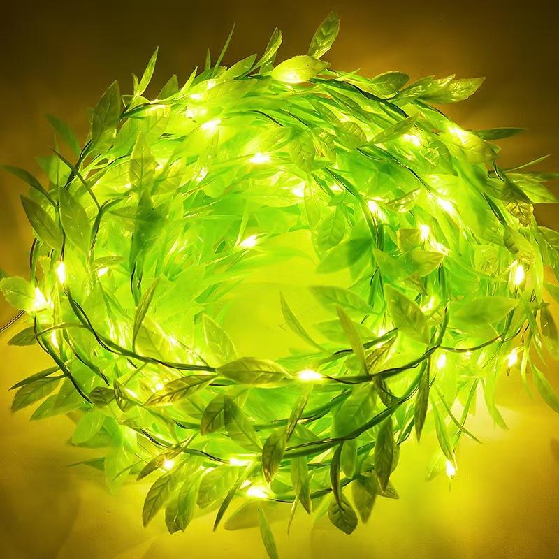 20 Light 2M Always Willow Curtain Lamp Decorative Light String Imitation Leaf Basket Copper Wire Christmas Party Decorations