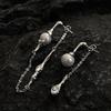 Fashion Design Irregular Metal Long Drop Earrings Women Pearl Chain  Asymmetric Elegant Pearl Boucle Jewelry