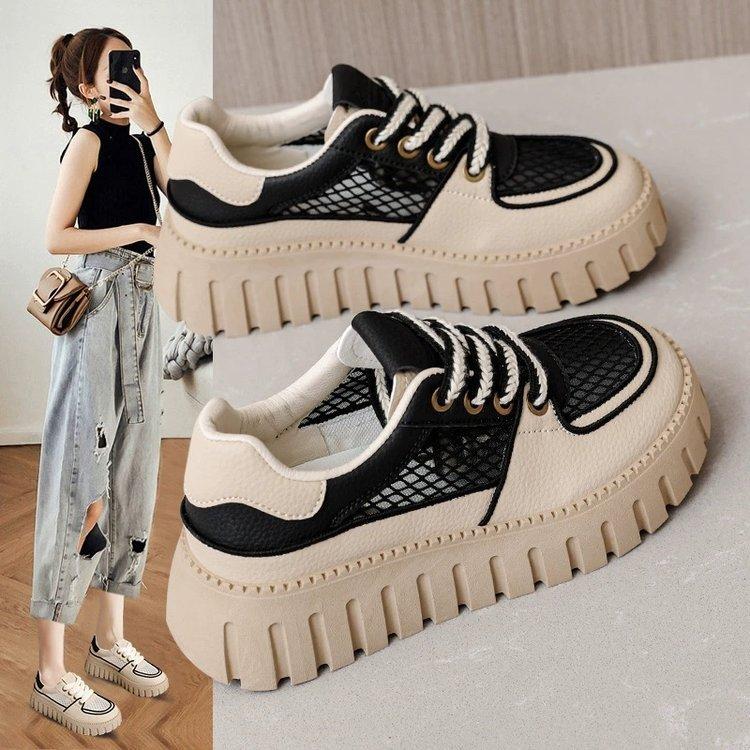 Thick-soled mesh breathable sports shoes summer new board shoes thin casual net shoes