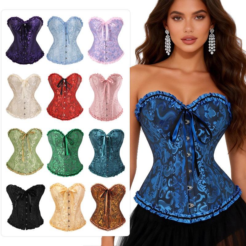 Vintage Retro Soudní Styl Šněrovací Stahovací Přiléhavý Korzet Bustier Tvarující Top Pro Ženy