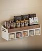 Wall Mounted Wooden Kitchen Shelf, Spice Bottle Organizer, Multifunctional Free of Holes To Remove and Washable