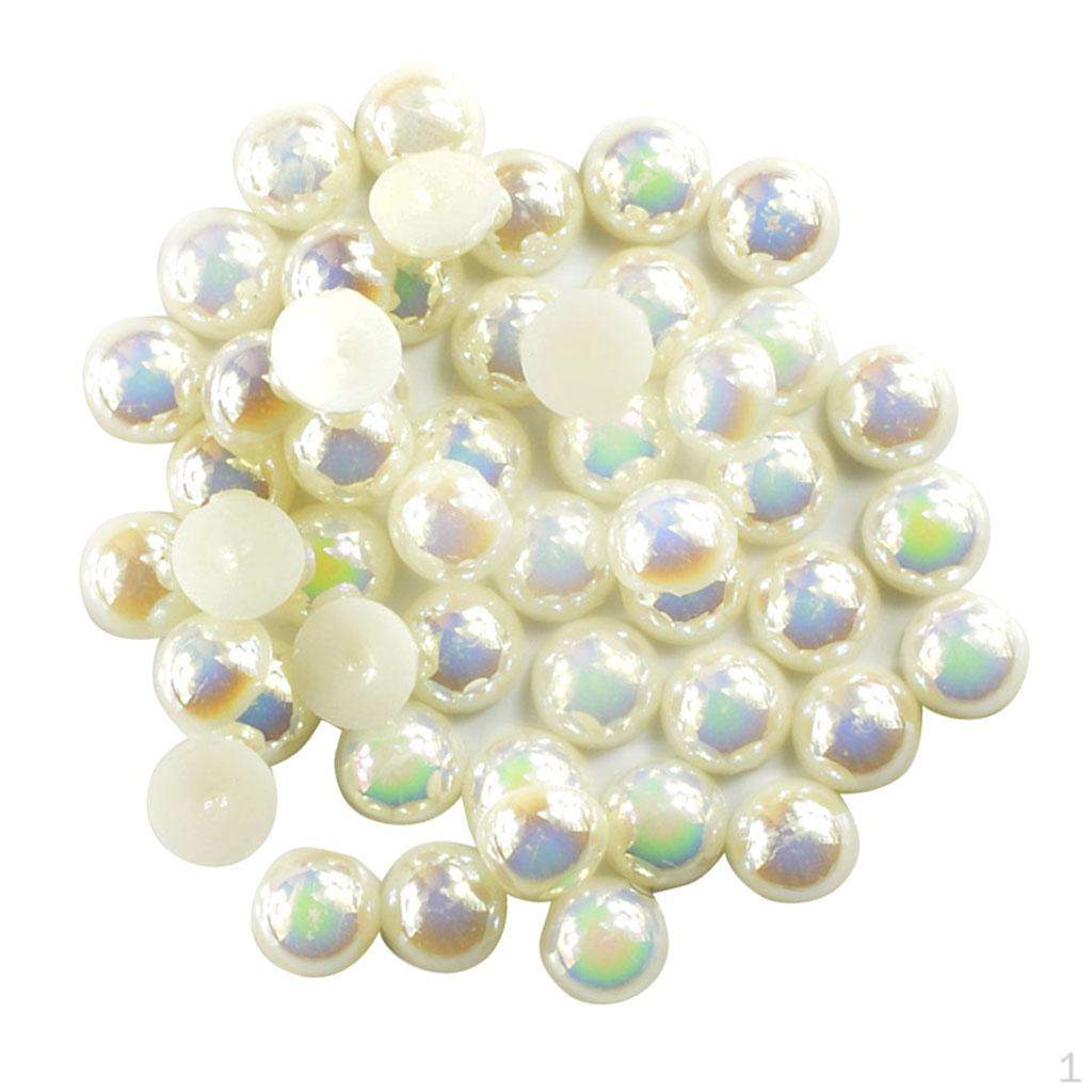 

8mm Flatback Half Round Pearls Crafts Scrapbook Beads DIY Garment Decor бежевий