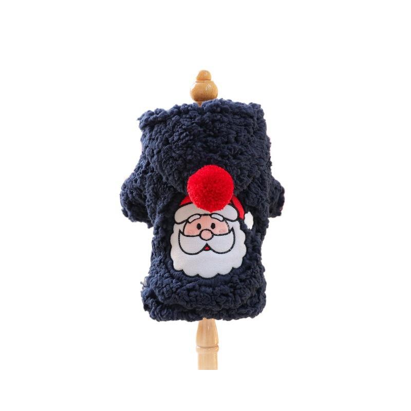 Christmas Dog Hoodie Winter Warm Fleece Pet Clothes Santa Claus Design Thick Soft Plush Jacket Small Dogs Puppy Outfit Apparel