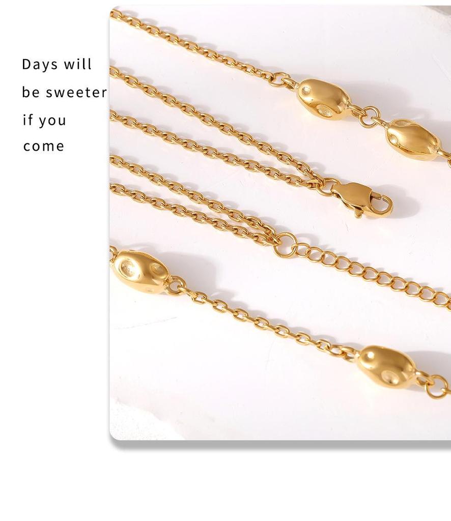 European & American Long Double-Layered Beaded Sweater Chain, Titanium Steel Clavicle Chain for Women, Simple & Versatile Design