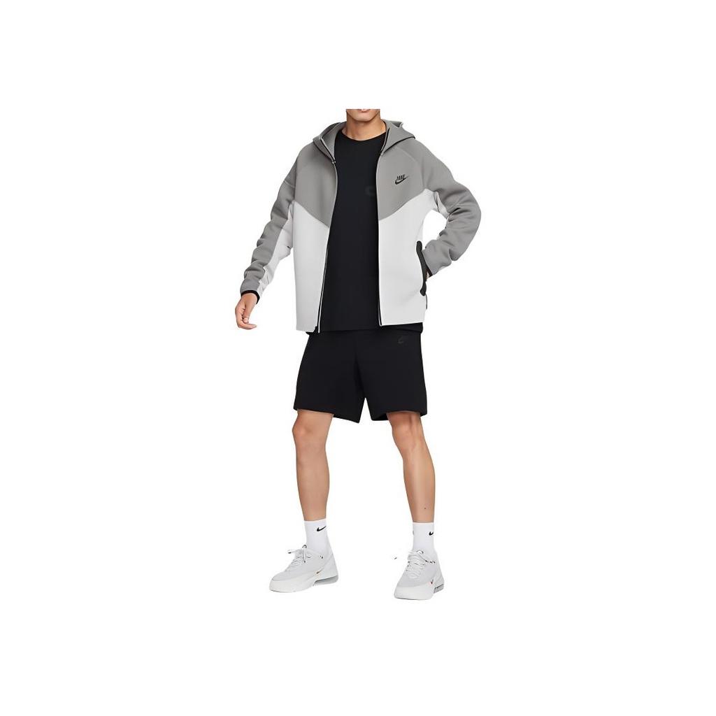 Nike Sportswear Tech Fleece Windrunner Comfortable Full-Zip Long Sleeve Jacket Men Jackets Light-Iron-Ore Cool-Grey Black FB7922-014