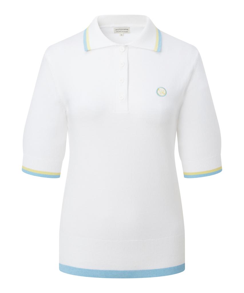 Antomas Circle Spaceship Logo Knit Polo Women - White