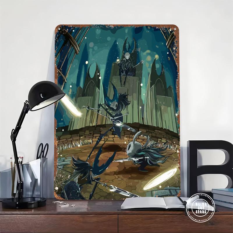 Hollow Knight Spiel Gaming Metallposter Benutzerdefinierte Wandkunst Retro Vintage Blechschilder für Zimmerdekoration Heimdekorationsartikel