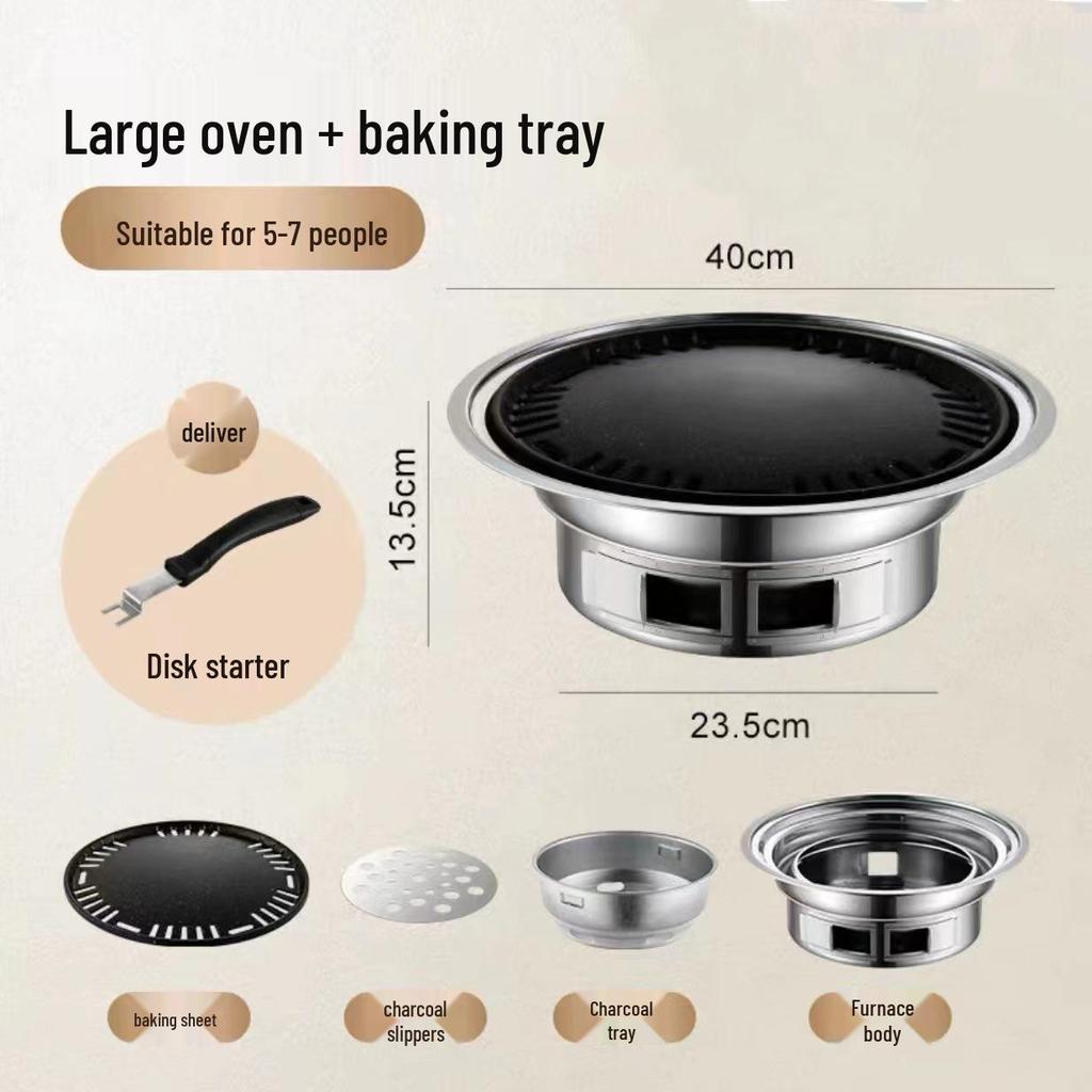 Smokeless Charcoal Grill Set with Tea-Boiling Feature, Ideal for Outdoor and Household Use.