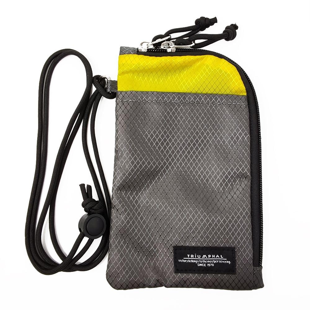 

[TRIUMPHAL] Smartphone Shoulder Neck PouchWallet, Charcoal Gray x Yellow, rskc-002f