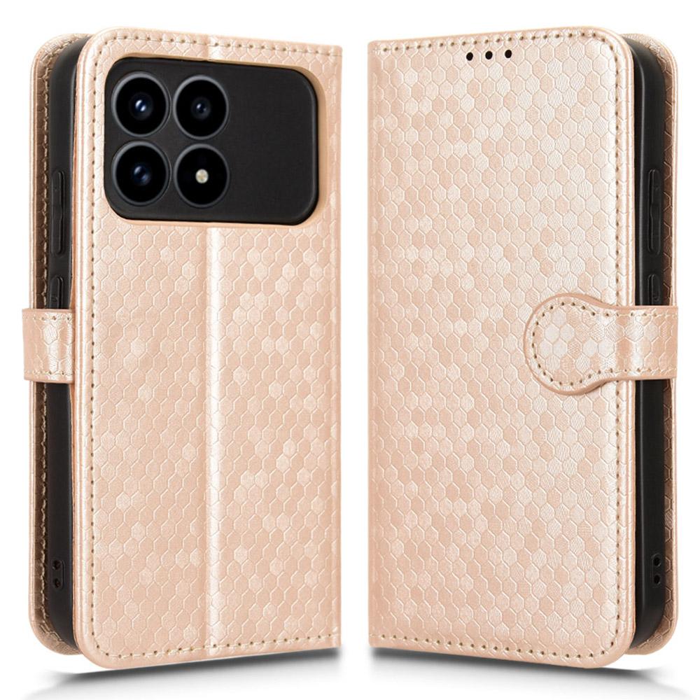 For Xiaomi Redmi K90 5G Wallet Case Dot Pattern Imprint PU Leather Phone Cover with Wrist Strap