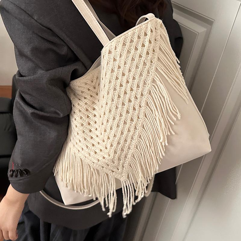 Retro Ethnic Style Handcrafted Cotton Thread Woven Bag, Liu Su Crossbody Bag, Beach Women's Bag