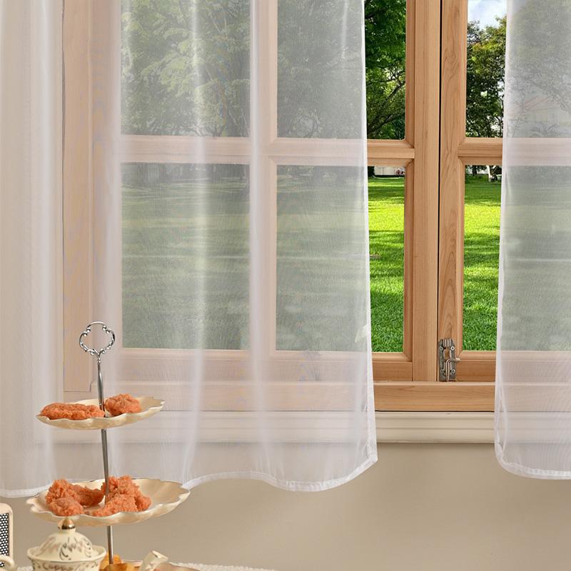 1PC Home Decor Bedroom Door Sheer Curtains French Window Curtain Rococo Rod Pocket Design for Living Room 3-Bar Ruffled