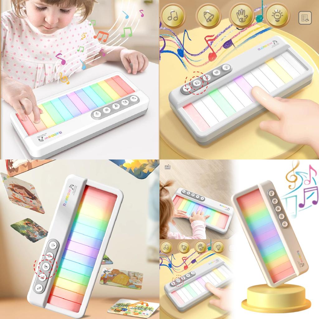 Multifunctional Children's Electronic Piano With Rainbow Lights Colorful Music Box For Babies