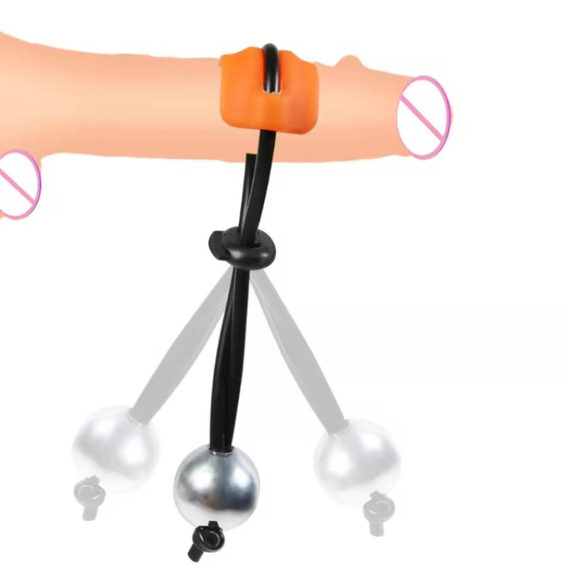 Male Weight-Bearing Penis Ring with Steel Ball Cock Ring Heavy Stretcher Penile Training Device Erection Extender for Men