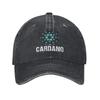 Cryptocurrency, Crypto Miner, Cardano Ada, Grunge Demin Trucker Hat Breathable Design Summer Hat Cap Man Summer