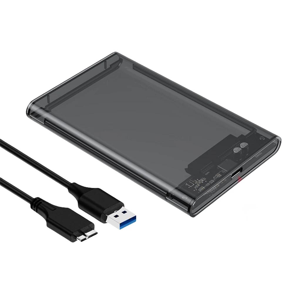 2.5 Inch Hard Drive Enclosure Transparent HDD SSD Enclosure USB 2.0 USB 3.0 Mobile Hard Drive Case USB3.1 Type C for MacBook PC