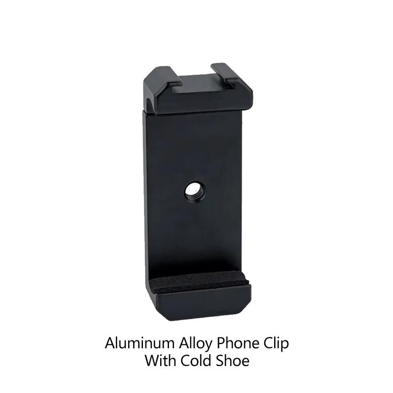 Aluminum Alloy Phone Clip Tripod Mount Metal Clamp Mobile Phone Holder Cell Phone Adapter With 1/4'' Screw Hole For Smartphones
