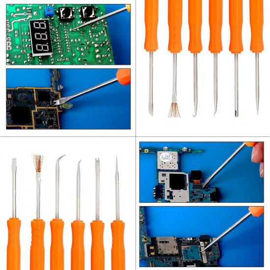 Kaisiking 6 Pcs Double Sided Soldering Assist Aid Repair Tool with 2 Precision Tweezers for Electronics Repair and Soldering