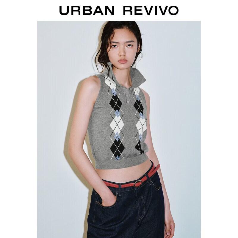 UR 2026 Women s Color-block Diamond Knit Top L