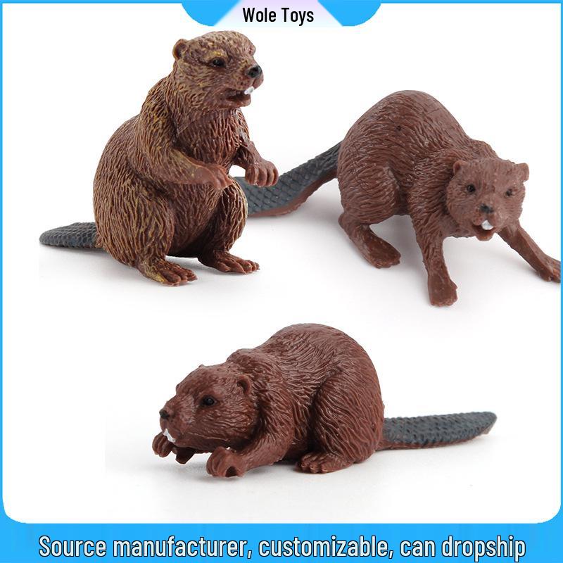 Mini Wild Animal Beaver Model - Educational Decorative Toy for Kids