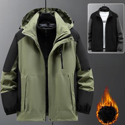 Zweiteilige Plus Samtverdickung Wasserdichte Trenchjacke Herren Winter Dicke Windschutzjacken Plus Größe 12XL Mode Lässige Cargojacke