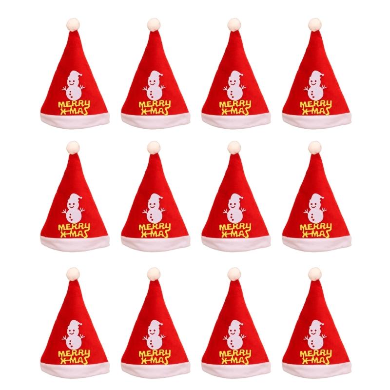 Set of 12 Christmas Party Santa Hat with Belt Decoration Festival Santa Hat For Holiday Celebration