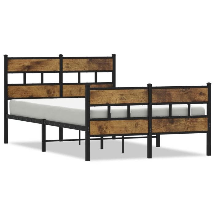 VidaXL Metal Bed Frames Without Mattress Smoked Oak 120x190 Cm 4017068