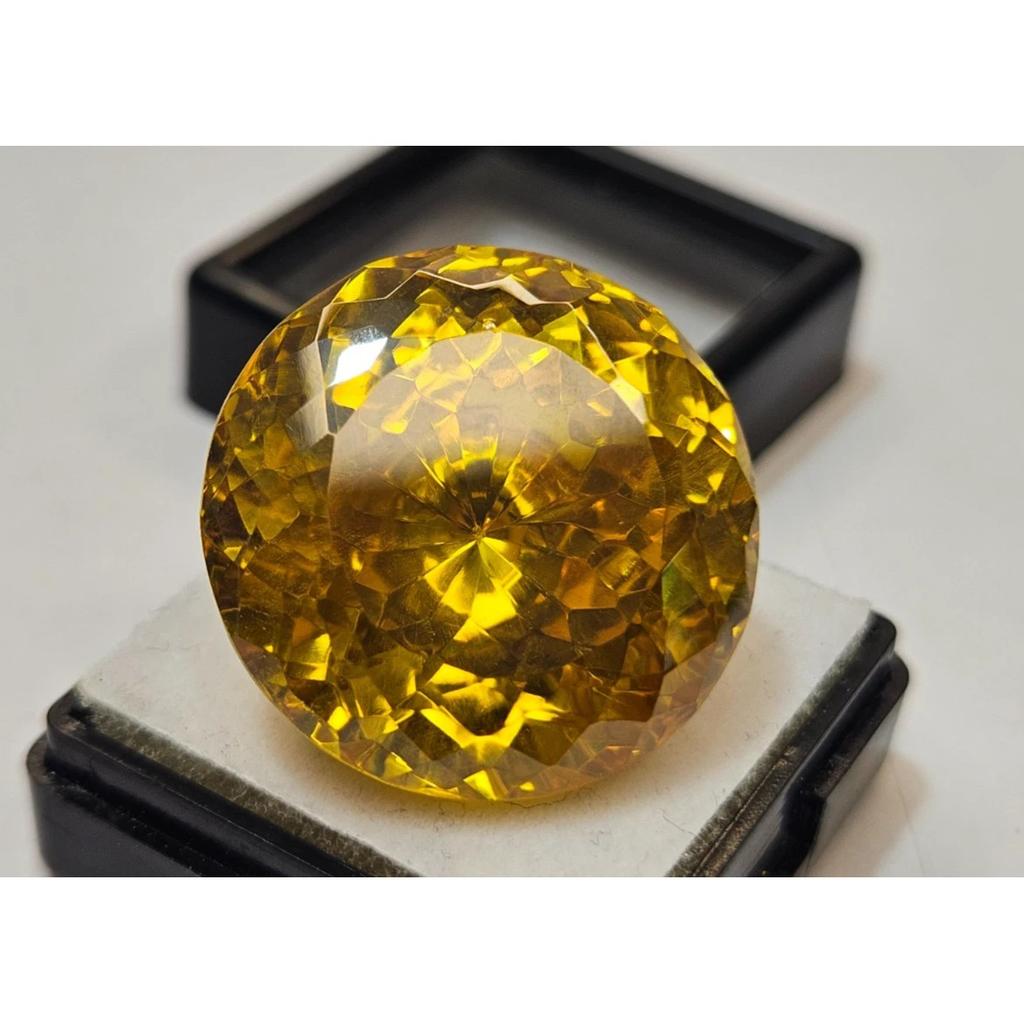 Yellow Color Cambodia Zircon 88-89 Ct Round Cut Certified Stunning Gemstone