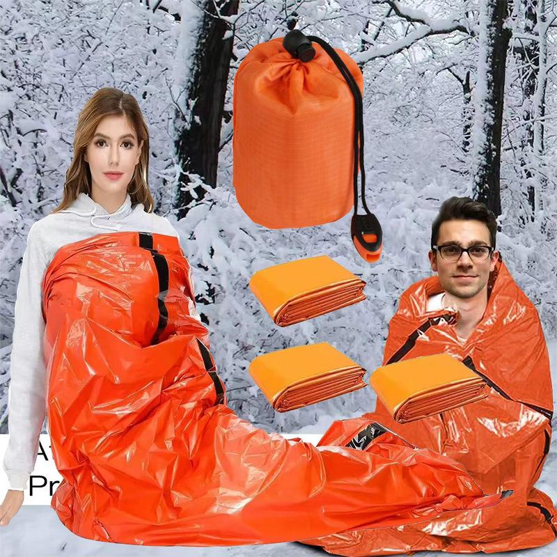 Açık Hava Acil Durum Hayatta Kalma Uyku Tulumu Termal Battaniye Mylar Su Geçirmez Tekrar Kullanılabilir Çuval Taşınabilir Kamp Yürüyüş Acil Durum Ekipmanı