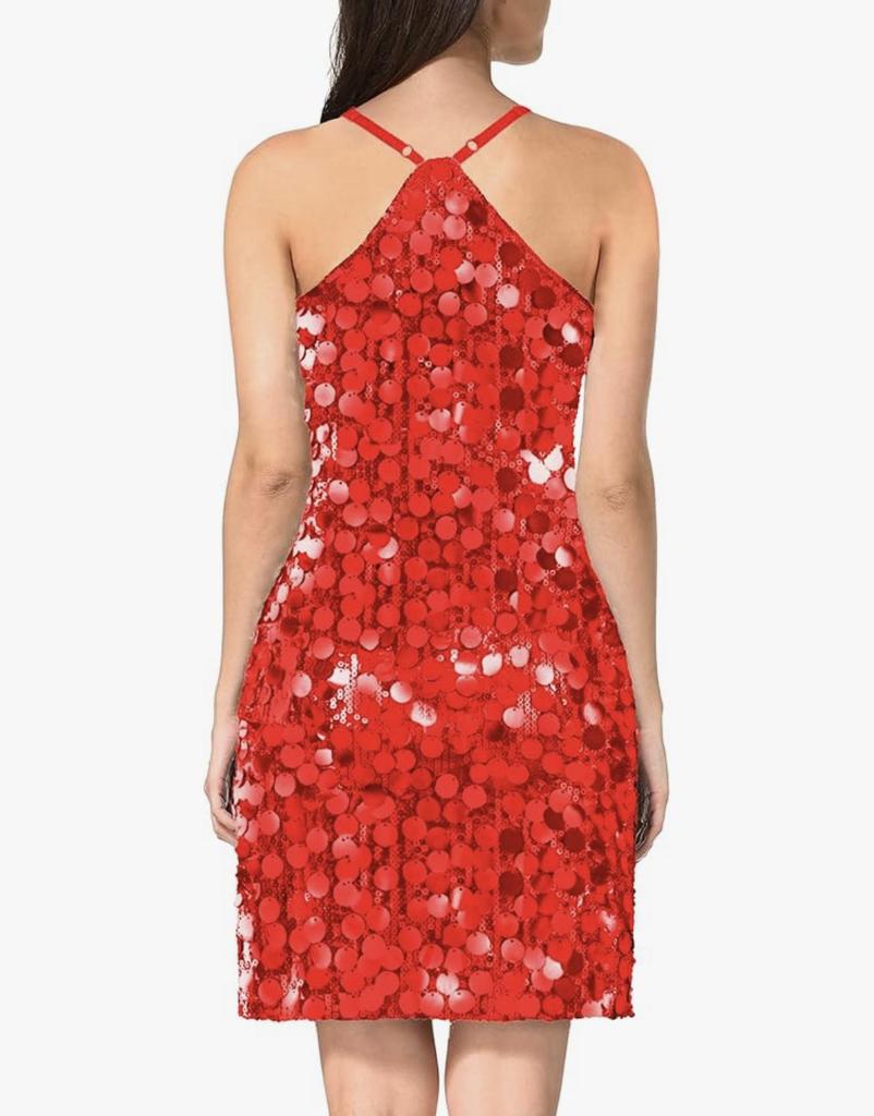 2025 European Sequin Spaghetti Strap Evening Party Dress