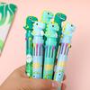 2Pcs Cartoon Cute Dinosaur Multicolor Pen Ten Color Signature Pens Creative Quick-Drying Neutral Pens Writing Smooth Neutral Pen