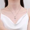 925 Sterling Silver Simple Fashion Cross Love Pendant Zircon Necklace Birthday Anniversary Party Gift