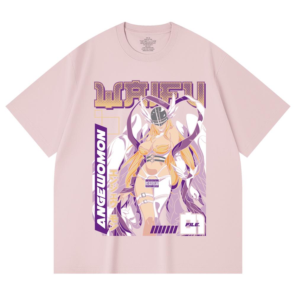 230 Gsm 100% Cotton Digimon V9 Angewomon Waifu Print Unisex Heavy Cotton T Shirt