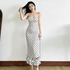 High-end Splicing Polka Dot Suspender Dress Female Slim Waist and Thin Pure Desire Wind Bud Skirt Temperament Long Skirt