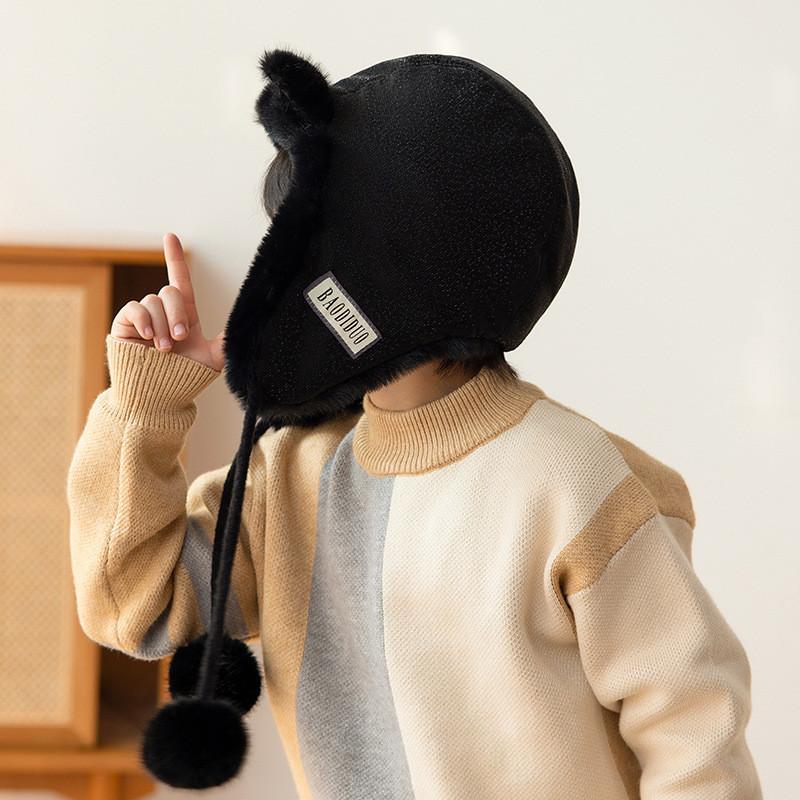Childrens Winter Cotton Cap With Plush Lining For Cold Weather Play And Outdoor Activities