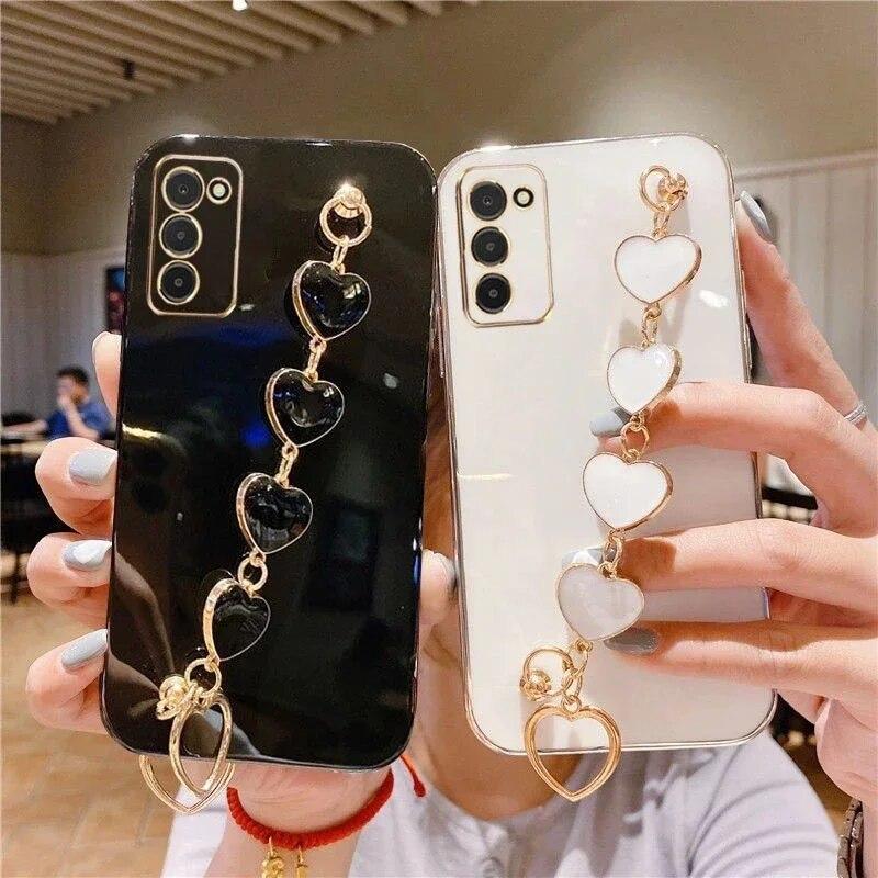 

Роскошный модный чехол с браслетом-цепочкой Love Heart для Motorola G60 G10 G20 G30 G50 G52 G22 E7 E20, противоударный чехол G22