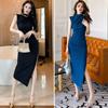 ISLAYCAOLILA E90 Jenif Cabaret Mini Club Party Tight Long Dress with Gathered Maxi Crew and Waistline Women's Dress, Dress, Dress, Dress, Slit, Dress,