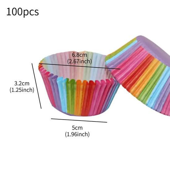 Baking Mold Cake Bottom Tray 100 Pack Cake Paper Tray Colorful Printed Mafen Cup Cake Paper Cup