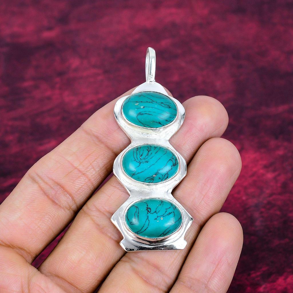 Arizona Turquoise Gemstone Pendant, 925 Solid Sterling Silver Pendant Jewelry, Handmade Antique Jewelry Gift For Mother