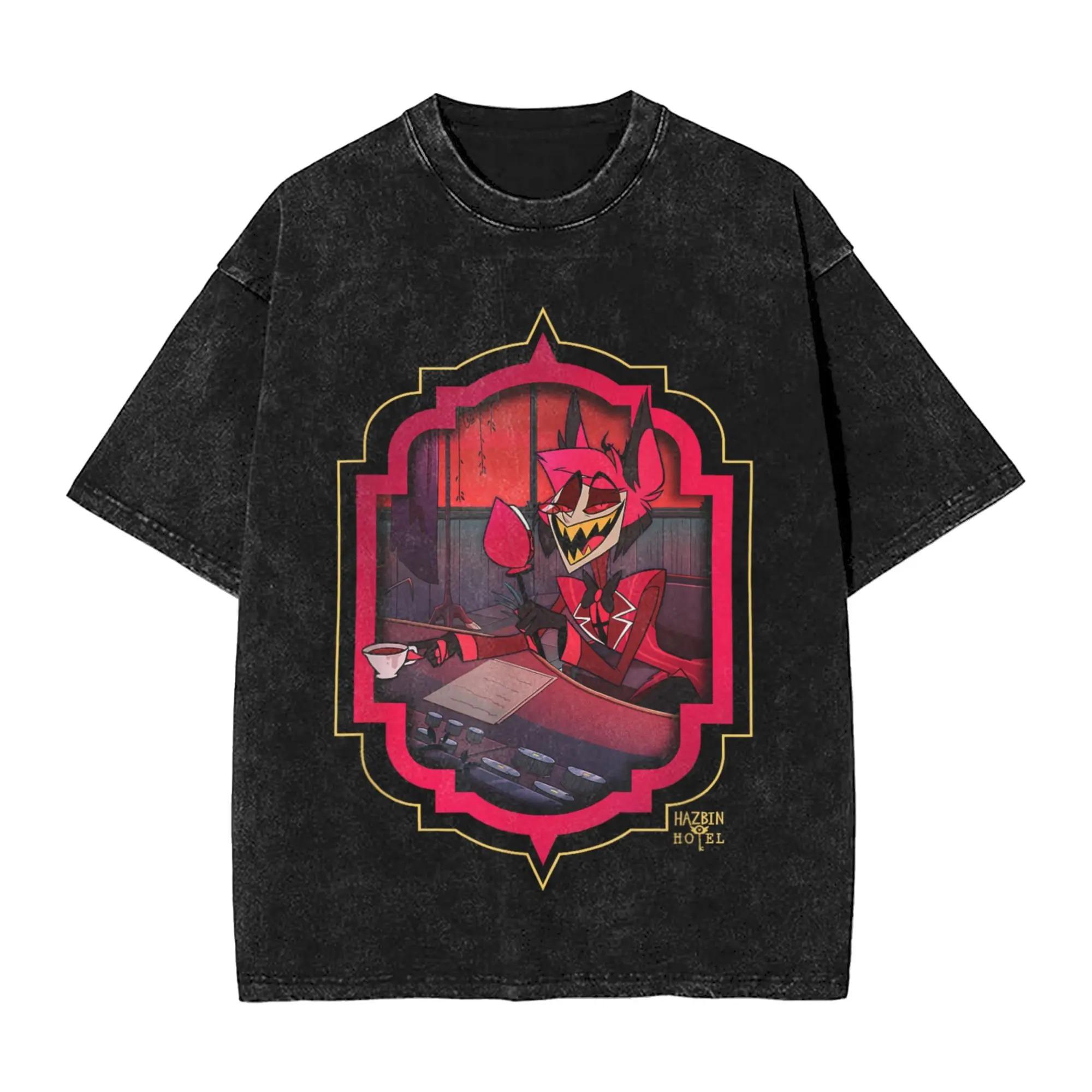 

Hot Anime Hazbin Hotel Anime Lover Washed Tshirt personality Clothes Oversized Unisex Couples Suitable for all seasons Classic 2XL